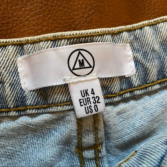 Missguided | Blue Light Wash | Extreme Ripped Hem | High Waist Denim Shorts 0 - Picture 9 of 11